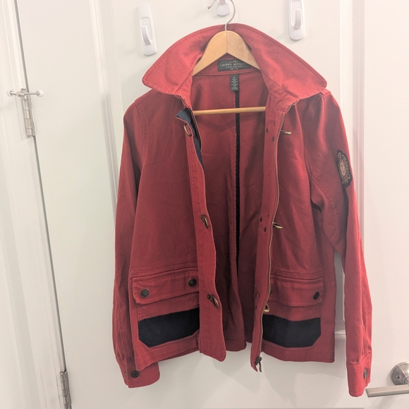 Vintage Ralph Lauren LRL Red Military Nautical Toggle Jacket–Petite Large–Crest - Picture 10 of 16